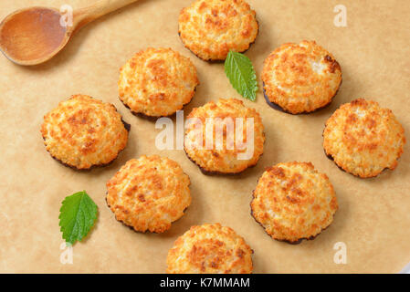 sweet coconut cookies on baking paper Stock Photo