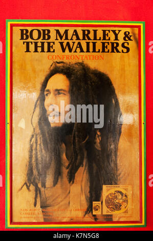 Wassi Art Pottery Works, Bob Marley & The Wailers, Poster, Ocho Rios, Jamaica, Caribbean, West Indies, Stock Photo