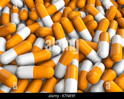 Background formed by capsule pills. 3d illustration. Stock Photo