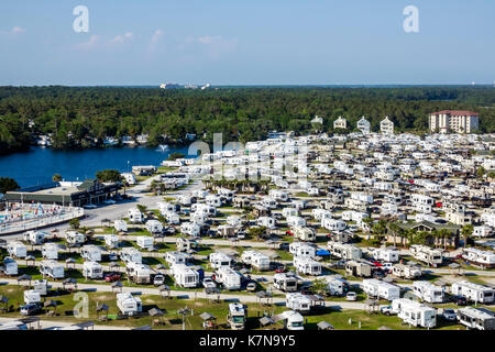 Myrtle Beach South Carolina,Myrtle Beach RV Travel Park,recreational vehicles,trailer,caravan park,campground,aerial overhead view from above,bird's-e Stock Photo