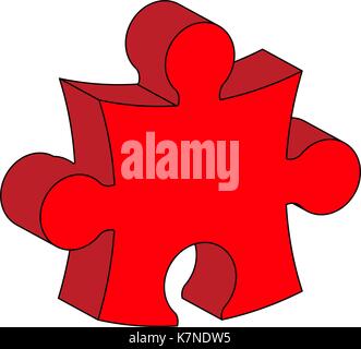 red puzzle  3d vector symbol icon design. Beautiful illustration isolated on white background Stock Vector