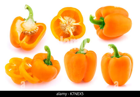 Sweet orange pepper isolated on white background. Collection Stock Photo