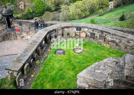 A view from top to Soldier's Dogs Cemetery in Edinburgh Castle, Scotland Stock Photo