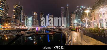 Marina in the evening, skyscrapers, Dubai Marina, Dubai, United Arab Emirates Stock Photo