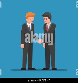 Businessmen shaking hands together. Business partnership and teamwork concept. Stock Vector