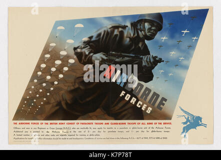 World War II-era recruiting poster for 'British Airborne Forces,' Great Britain, 1942. Stock Photo