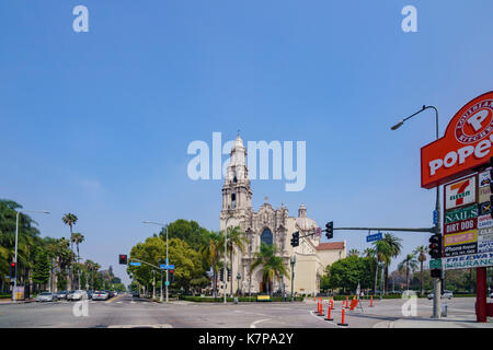 Los Angeles , JUN 4: St Exterior view of the historical Vincent Catholic Church on JUN 4, 2017 at Los Angeles, California Stock Photo