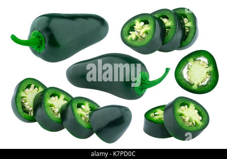 Jalapeno peppers isolated on white background. Collection Stock Photo