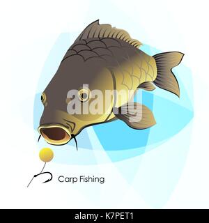Carp Fishing, vector illustration Stock Vector