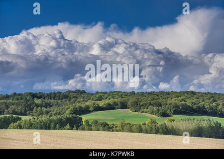 Rain clouds gathering / approaching summer storm - France. Stock Photo