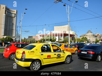 BUCHAREST, ROMANIA - SEPTEMBER 13, 2017. Traffic street transportation in the center of the Romania's capital, Bucharest. Stock Photo