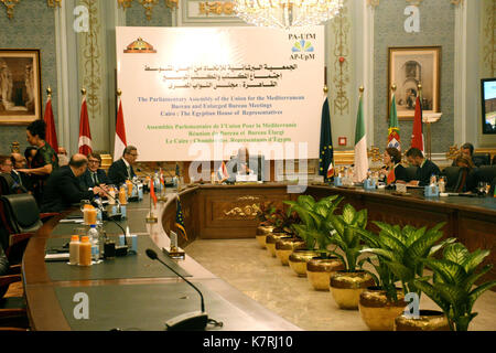 Cairo, Egypt. 16th Sep, 2017. Speaker of the Egyptian parliament Ali Abdelaal, chairs a meeting of the Parliamentary Assembly of the Union for the Mediterranean, in Cairo, Egypt, 16 Septemper 2017 Credit: Stringer/APA Images/ZUMA Wire/Alamy Live News Stock Photo