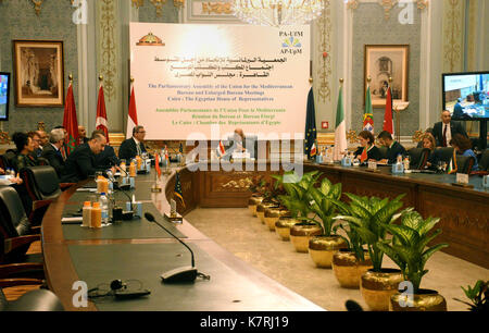 Cairo, Egypt. 16th Sep, 2017. Speaker of the Egyptian parliament Ali Abdelaal, chairs a meeting of the Parliamentary Assembly of the Union for the Mediterranean, in Cairo, Egypt, 16 Septemper 2017 Credit: Stringer/APA Images/ZUMA Wire/Alamy Live News Stock Photo