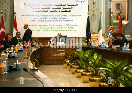 Cairo, Egypt. 16th Sep, 2017. Speaker of the Egyptian parliament Ali Abdelaal, chairs a meeting of the Parliamentary Assembly of the Union for the Mediterranean, in Cairo, Egypt, 16 Septemper 2017 Credit: Stringer/APA Images/ZUMA Wire/Alamy Live News Stock Photo