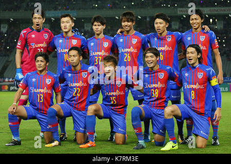 FCFC Tokyo team group line-up,  SEPTEMBER 16, 2017 - Football / Soccer :  2017 J1 League match  between FC Tokyo - Vegalta Sendai  at Ajinomoto Stadium, Tokyo, Japan.  (Photo by YUTAKA/AFLO SPORT) Stock Photo