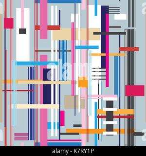 Geometric multicolored pattern from different stripes and rectangles Stock Vector