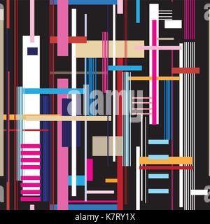 Geometric multicolored pattern from different stripes and rectangles Stock Vector