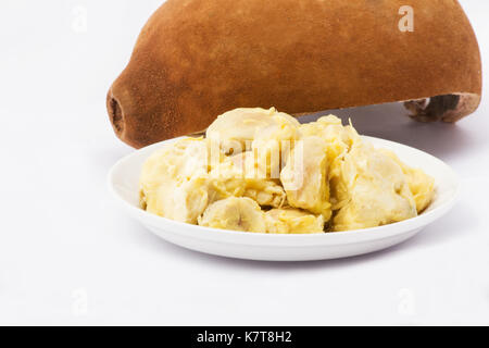 Cupuaçu fruit pulp on white background Stock Photo