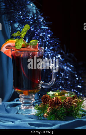 Christmas mulled wine with grapefruit and spices Stock Photo