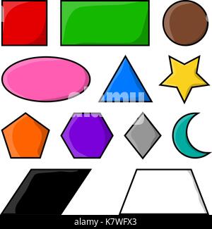 geometric shapes square, circle, oval, triangle, hexagon, rectangle, star,heart,rhombus vector symbol icon design. Beautiful illustration isolated on  Stock Vector