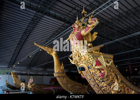 The National Museum of Royal Barges is a museum in Bangkok, Thailand. Royal barges from the Royal Barge Procession are kept at the museum. The museum  Stock Photo