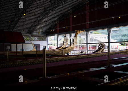 The National Museum of Royal Barges is a museum in Bangkok, Thailand. Royal barges from the Royal Barge Procession are kept at the museum. The museum  Stock Photo