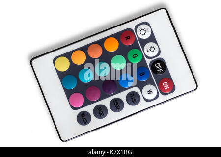 Remote control color LED lighting closeup. Stock Photo