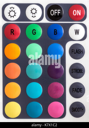 Remote control color LED lighting closeup. Stock Photo