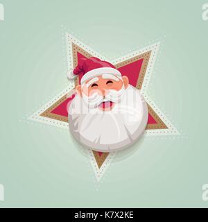 Happy Santa Claus portrait. Facial expression. Vector illustration. Stock Vector