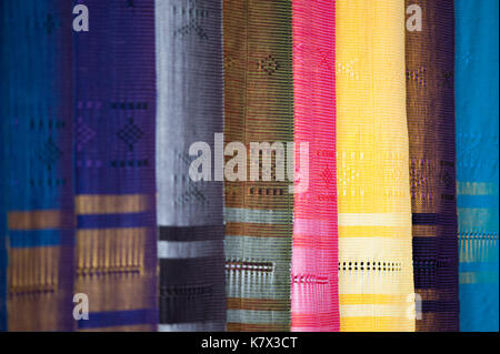 Colourful Thai traditionally weaved scarves Stock Photo