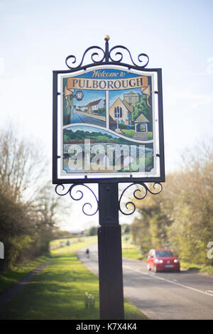 Pulborough Ornamental Village Sign, West Sussex, England Stock Photo