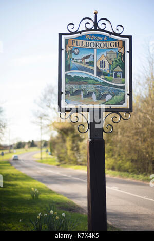 Sullington Ornamental Village Sign, West Sussex, England Stock Photo