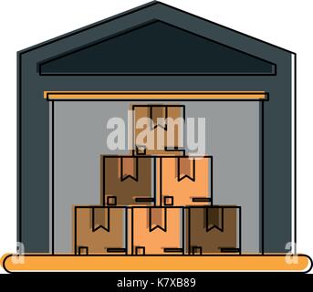 cardboard boxes industry icon image Stock Vector