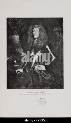 Jacobite broadside   Photographic reproduction of James VII II as Duke of York, from the painting by Lely at St. James's Place Stock Photo