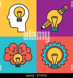 set of icons ideas creativity think knowledge Stock Vector