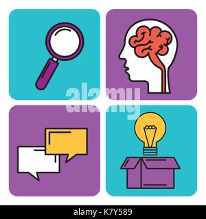 set of icons ideas creativity think knowledge Stock Vector