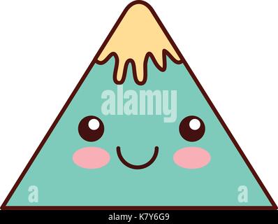 kawaii mountain peak nature snow cartoon Stock Vector