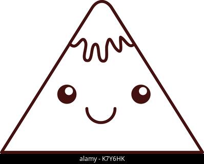 kawaii mountain peak nature snow cartoon Stock Vector