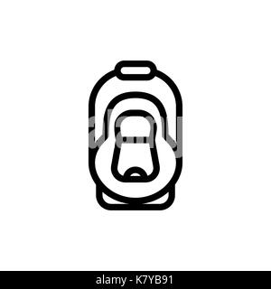 Baby car seat thin line icon. Automobile cradle outline vector simple pictogram. Armchair for child safety in the car Stock Vector