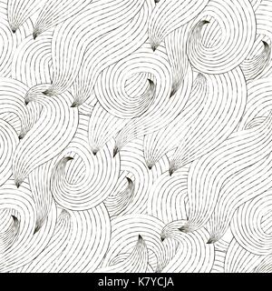 Vector Seamless Wave Hand-drawn Pattern Stock Vector