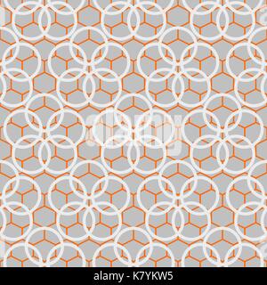 Japanese pattern in blue and orange colors. Stock Vector