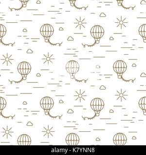 Balloon simple line gold and white seamless vector pattern. Stock Vector