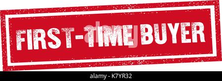 Isolated FIRST-TIME BUYER red stamp seal text message on white background Stock Vector