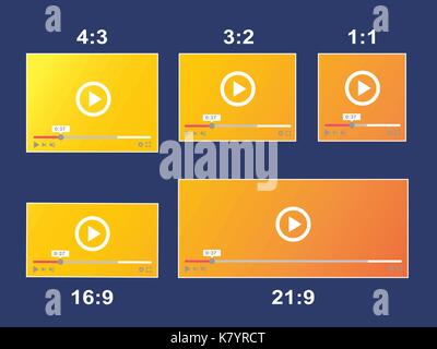 The aspect ratio scale size responsive video player Stock Vector Image ...