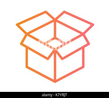 Isolated colorful gradient orange to pink delivery box line icon Stock Vector