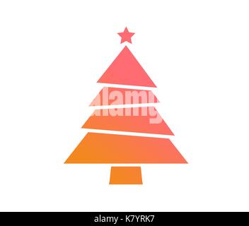 Isolated vector colorful gradient Christmas tree flat icon Stock Vector