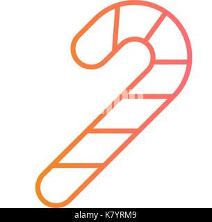 Isolated vector colorful gradient pink to orange Christmas candy stick line icon Stock Vector