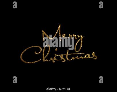 The Golden glitter isolated hand writing word MERRY CHRISTMAS Stock Vector