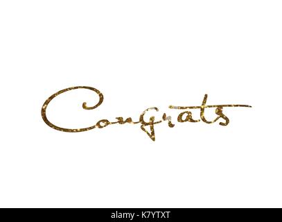 The Golden glitter isolated hand writing word Congrats Stock Vector