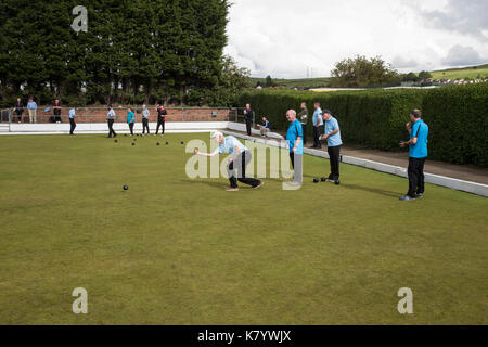 Crown Green Bowling championship in Huddersfield, West Yorkshire U.K. Stock Photo